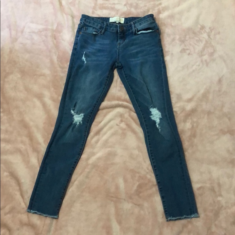 Cafe denim ripped skinny jeans